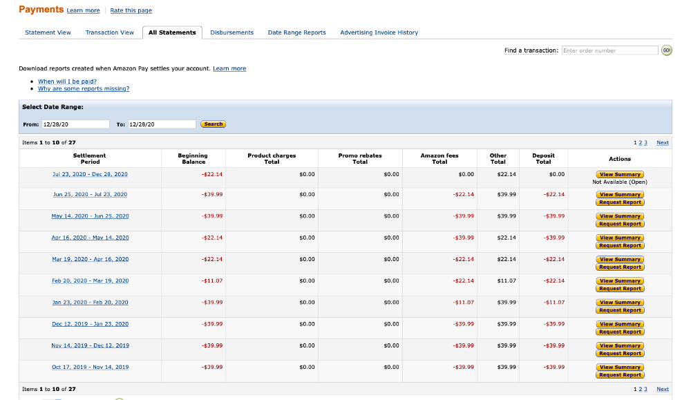 Payments - All Settlements - Report